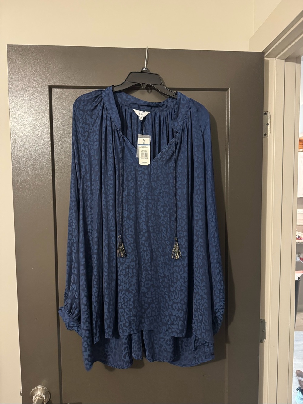 Plus Size Navy Cheetah Blouse